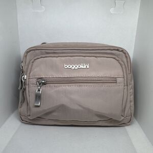 Baggallini Triple Zip Crossbody Bag Mauve Pink No Strap